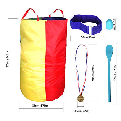 CWLAKON Outdoor Games, Potato Sack Race Bags for Kids Adults, Egg Spoon Relay Race, 3 Legged Race Bands, Birthday Party, Field Day Family Reunion Carnival Outside Yard Lawn Easter Games