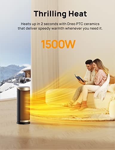 Dreo Space Heater, Portable Electric Heaters for Indoor Use, 70° Oscillation, 12H Timer, Quiet PTC Ceramic Heating with Thermostat, Safety Protection, Remote for Office, Home Bedroom