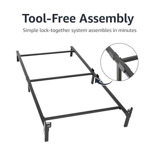 Amazon Basics Metal Bed Frame, 9-Leg Base for Box Spring and Mattress, King, Tool-Free Easy Assembly, Black, 79.5" L x 76" W x 7" H