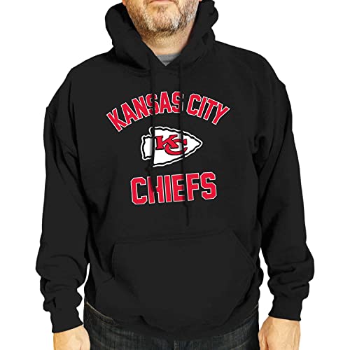 Team Fan Apparel NFL Adult Gameday Hooded Sweatshirt - Poly Fleece Cotton Blend - Stay Warm and Represent Your Team in Style (Kansas City Chiefs - Black, Adult Medium)