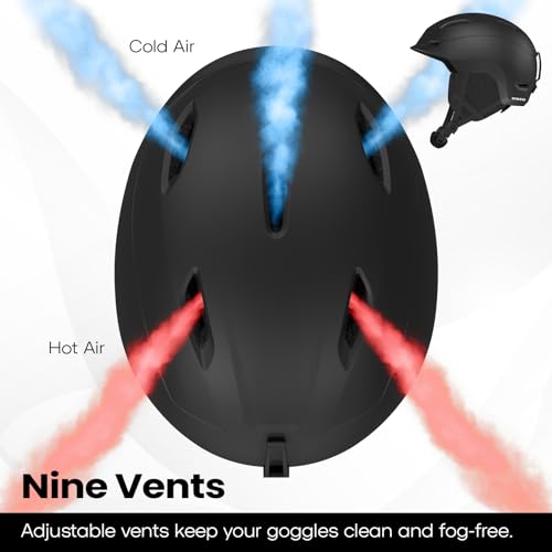 DBIO Snowboard Helmet, Ski Helmet for Adults-with 9 Adjustable Vents, ABS Shell and EPS Foam, Snow Helmets for Men and Women