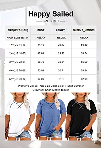 Happy Sailed Womens Plus Size Round Neck Short Sleeve T Shirt Loose Casual Tunic Blouse Tops,2X Purple