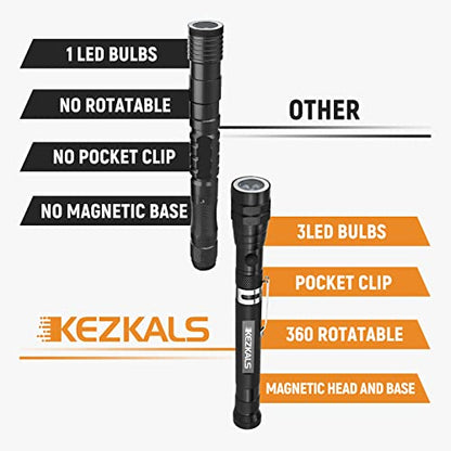 KEZKALS Gifts for Men, LED Magnetic Flashlight Birthday Gifts for Women, Telescoping Magnet Pickup Tool Gifts for Him, Cool Gadgets Tools for Men, Boyfriend, Husband, Grandpa, Men Gifts Cool Stuff