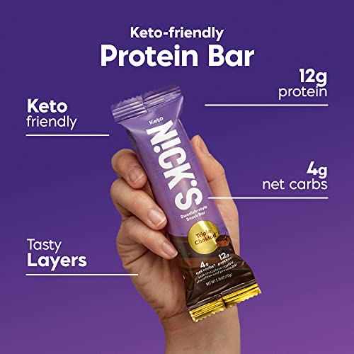 Nick's Protein Bars Triple Chocolate | 12g protein | 160 calories | Low Carb Keto Friendly Snacks No Added Sugar (Multipack 24 bars x 50g)