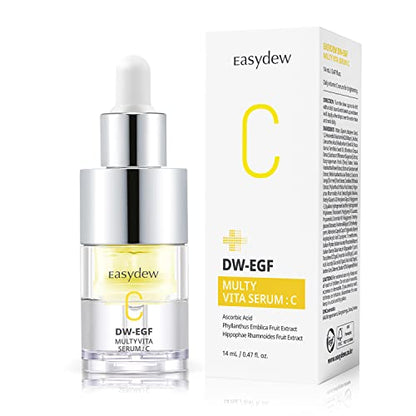 Easydew EGF Vitamin C Serum for Face with Niacinamide, Prevents Fine Lines & Wrinkles, Skin Brightening Booster for Dark Spots & Pigmentation I Not Tested on Animals, Clean K-Beauty, 1.13 fl.oz