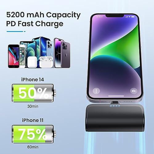 Small Portable Charger 5200mAh for iPhone, Ultra Compact 20W PD Fast Charging Power Bank,Cute Mini Battery Pack Backup Charger Compatible with iPhone 14/14 Pro Max/13/13 Pro Max/12//11/XR/XS/X/8/7/6