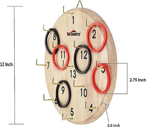 Win SPORTS Ring Toss Game,Indoor Outdoor for Kids Adults Family,Fun Tailgate or Hangs on Wall,Exciting Gift Idea, Safe & Durable Design,Includes 13 Metal Hooks and 14 Rubber Rings