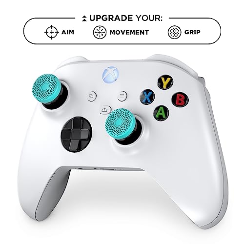 KontrolFreek Lotus for Xbox One and Xbox Series X Controller | Performance Thumbsticks | 2 Mid-Rise Concave | Teal/Clear