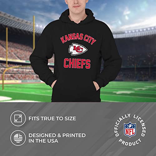 Team Fan Apparel NFL Adult Gameday Hooded Sweatshirt - Poly Fleece Cotton Blend - Stay Warm and Represent Your Team in Style (Kansas City Chiefs - Black, Adult Medium)