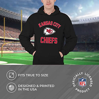 Team Fan Apparel NFL Adult Gameday Hooded Sweatshirt - Poly Fleece Cotton Blend - Stay Warm and Represent Your Team in Style (Kansas City Chiefs - Black, Adult Medium)