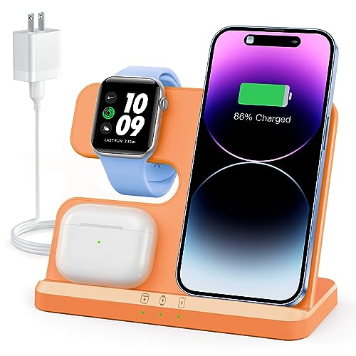 JARGOU 3 in 1 Wireless Charging Station Wireless Charger for iPhone 15 14 13 12 11 Pro Max/X/8 Charging Station for Multiple Devices for Apple Watch for AirPods 2/3/Pro/Pro 2