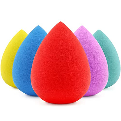 BEAKEY 5 Pcs Makeup Sponges Set, Foundation Blending Paw Paw Sponge, Latex Free Beauty Sponges Flawless for Liquid, Cream, and Powder, Boun Boun Sponges, Multi-colored Makeup Sponges