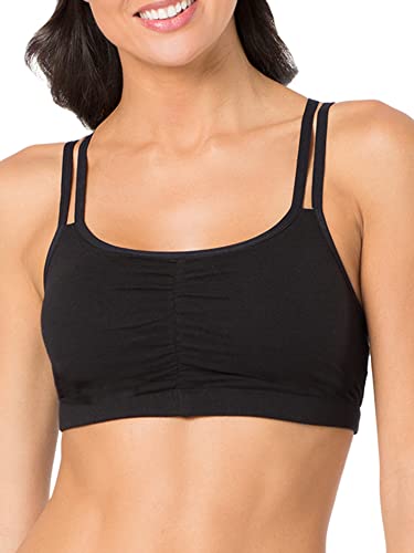 Fruit of The Loom Womens Spaghetti Strap Cotton Pull Over 3 Pack Sports Bra, Grey With Black/White/Black Hue, 34