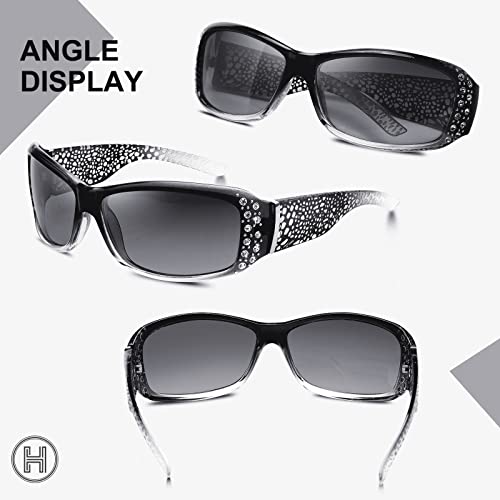 HAOLOTA Polarized Sunglasses for Women, Trendy Fashion Rhinestone Sunglasses UV400 Protection