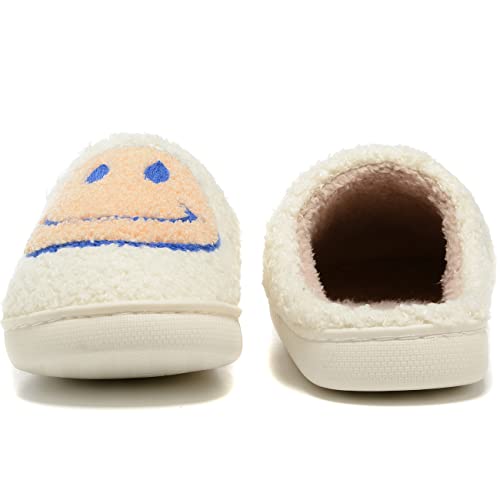 Women Men Retro Fuzzy Face Slippers Retro Soft Fluffy Warm Home Non-Slip Couple Style Casual Smiley Face Slippers Soft Memory Foam Fuzzy Slides Indoor Outdoor Anti-Skid Warm Cozy Foam Slide