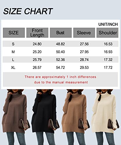 EFAN White Sweater for Women 2023 Winter Turtleneck Oversized Tunic Sweaters Trendy Casual Long Batwing Sleeve Pullover Knit Sweater Tops