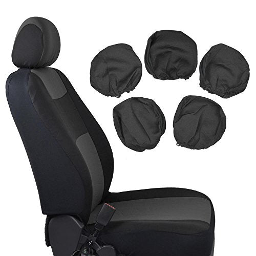 BDK PolyPro Car Seat Covers Full Set in Charcoal on Black – Front and Rear Split Bench Seat Covers for Cars, Easy to Install Car Seat Cover Set, Car Accessories for Auto Trucks Van SUV