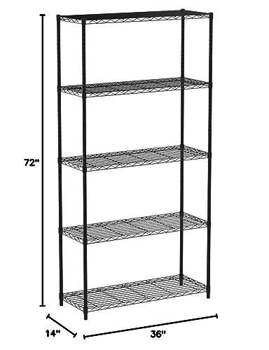 Honey-Can-Do SHF-01442 Storage Shelving, 5-Tier, Black