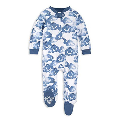 Burt's Bees Baby baby boys Play Pjs, 100% Organic Cotton One-piece Romper Jumpsuit Zip Front Pajamas and Toddler Sleepers, Moonlight Clouds, Newborn US