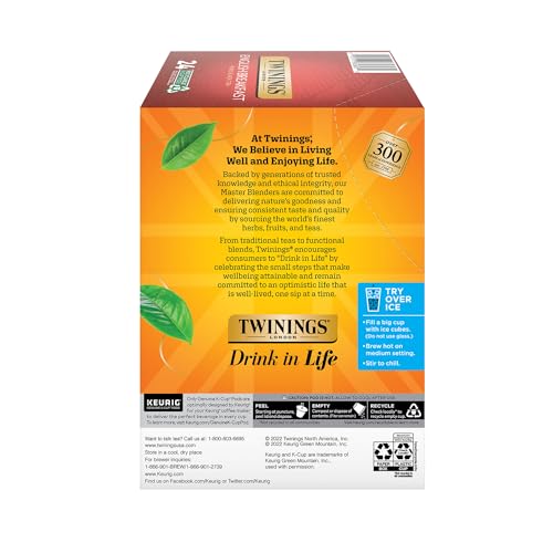 Twinings English Breakfast Tea K-Cup Pods for Keurig, Caffeinated, Smooth, Flavourful, Robust Black Tea, 24 Count (Pack of 1)