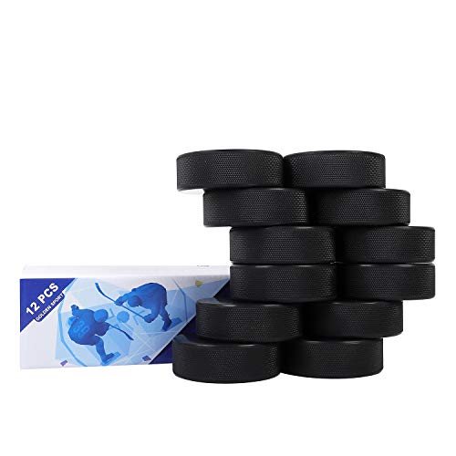 Golden Sport Ice Hockey Pucks, 12pcs, Official Regulation, for Practicing and Classic Training, Diameter 3", Thickness 1", 6oz, Black