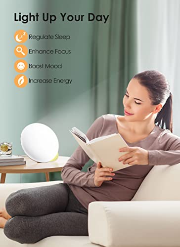 MediAcous Light Therapy Lamp, UV-Free 10000Lux Therapy Light, Sunlight Lamp with 4 Brightness Levels & Color Temperature & Timer, Daylight Lamp with Memory Function, Touch Control & Compact Size