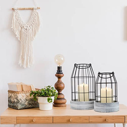 Rustic Farmhouse Lantern Decor - Stylish Decorative Lanterns for Your Living Room, Fireplace Mantle or Kitchen Dining Table - Modern Upscale Beauty for Your Entire Home