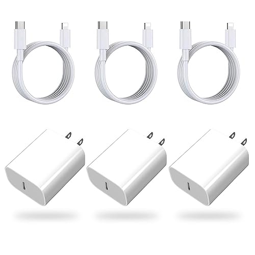 iPhone Charger 20W PD USB C Wall Fast Charger Adapter with 3Pack USB C Cable Compatible with iPhone 14/14 Pro/14 Pro Max/14 Plus/13/12/11, iPad Pro and More