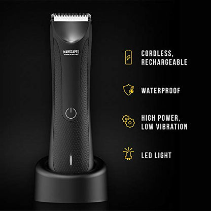 MANSCAPED® Electric Groin Hair Trimmer, The Lawn Mower™ 3.0, Replaceable Ceramic Blade Heads, Waterproof Wet/Dry Clippers, Standing Recharge Dock, Ultimate Male Body Hair Razor