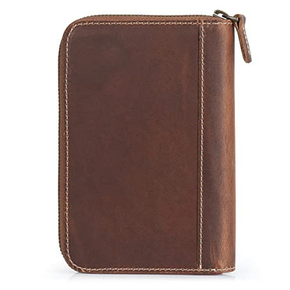 Londo Genuine Leather Padfolio with Pencil Holder Notepad and Zipper Closure (Cinnamon)