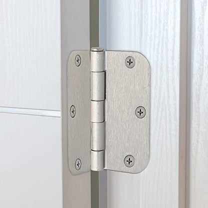 Design House 188441-SN 3.5-inch x 3.5-inch 5/8-inch Rounded Interior Radius Door Hinge Satin Nickel 3-Pack