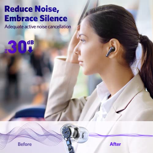 EarFun Air S Noise Cancelling Wireless Earbuds, Qualcomm® aptX™, 4 Mics CVC 8.0 Call, Multipoint Connection, Wireless Charging, 10mm Wool Composite Drivers, App with Custom EQ, Game Mode, Black