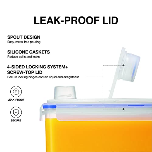 LocknLock Aqua Fridge Door Water Jug with Handle BPA Free Plastic Pitcher with Screw Top Lid Perfect for Making Teas and Juices, 1 Gallon, Clear