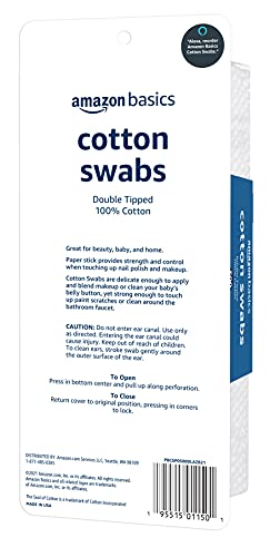 Amazon Basics Cotton Swabs, 500 Count (Previously Solimo)