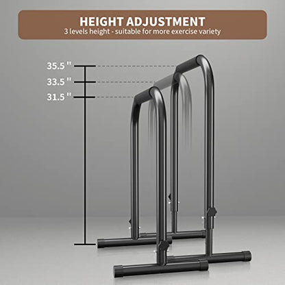 Wesfital Dip Bar, Adjustable Dip Stand Station for Home Workout, Heavy Duty Parallel Bars Workout Equipment for Strength Training