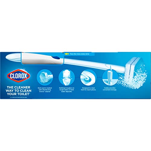 Clorox ToiletWand Disposable Toilet Cleaning Kit, Toilet Brush, Toilet and Bathroom Cleaning System with Storage Caddy and 6 Disinfecting ToiletWand Refill Heads (Package May Vary)