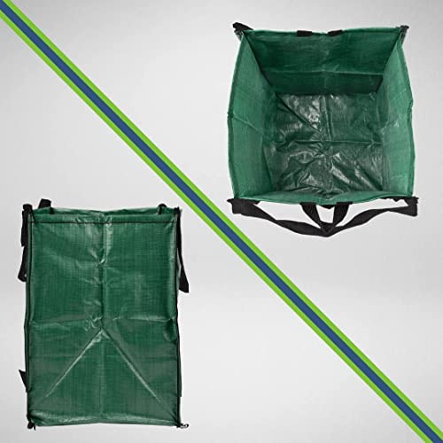 DURASACK Heavy Duty Home and Yard Waste Bag 48-Gallon Woven Polypropylene, Reusable Lawn and Leaf Garden Bag with Reinforced Carry Handles, Pop-Up Self-Standing Garbage Can, Green, Pack of 3