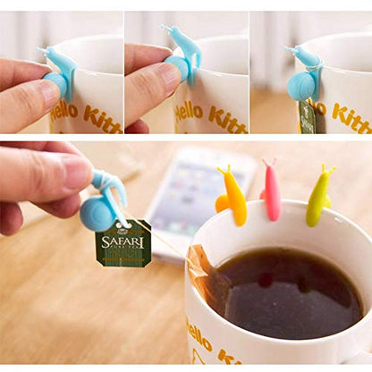 10pcs Cute Snail Shape Silicone Tea Bag Holder Cup Mug Candy Colors Gift Set