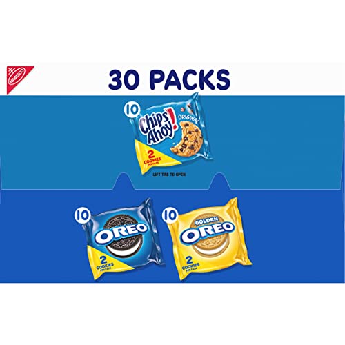 Nabisco Sweet Treats Cookie Variety Pack OREO, OREO Golden & CHIPS AHOY!, 30 Snack Packs (2 Cookies Per Pack)