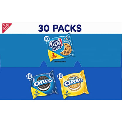 Nabisco Sweet Treats Cookie Variety Pack OREO, OREO Golden & CHIPS AHOY!, 30 Snack Packs (2 Cookies Per Pack)