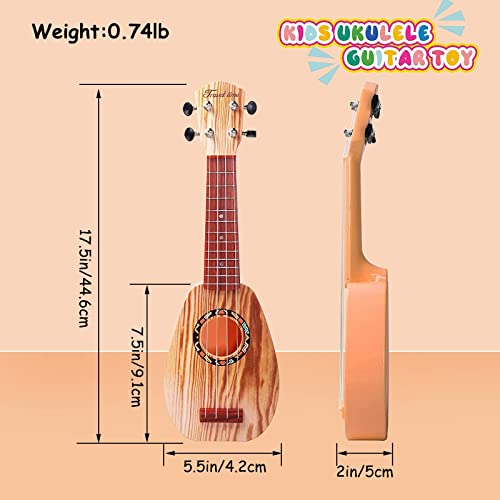 17 Inch Kids Ukulele Guitar Toy 4 Strings Mini Children Musical Instruments Educational Learning Toy for Toddler Beginner Keep Tone Anti-Impact Can Play with Picks/Strap/Primary Tutorial