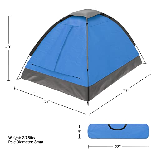 2 Person Tent – Rain Fly & Carrying Bag – Lightweight Dome Tents for Kids or Adults – Camping, Backpacking, and Hiking Gear by Wakeman Outdoors