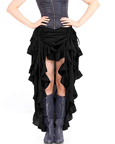 ThePirateDressing Steampunk Victorian Cosplay Costume Womens High-Low Show Girl Skirt C1367 (Black) (Large)