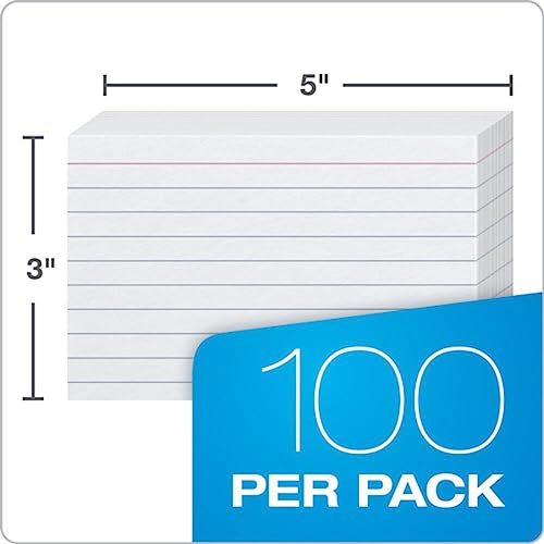 Oxford Ruled Index Cards, 3" x 5", White, 100-Pack (31)