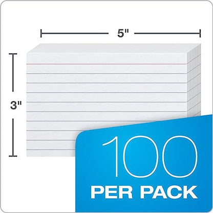 Oxford Ruled Index Cards, 3" x 5", White, 100-Pack (31)