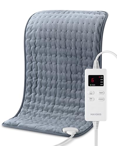 Heating Pad for Back Pain Relief, MAVOKIS Heating Pads for Cramps with Auto Shut Off Large, 6 Heat Settings Electric Heat Pad for Neck and Shoulder, 12" x 24", Moist Heat Option, Super Soft