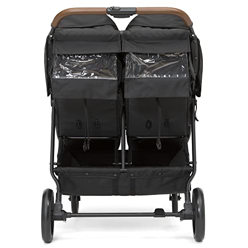 Delta Children Cruzer Double Stroller – Lightweight Side by Side with Reclining Seats, Extendable Canopies and Flat Fold, Black