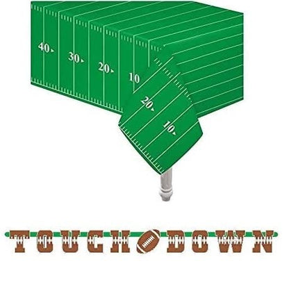 Oojami 4 Pack Football Touchdown Table Cover Includes 1 Touchdown Banner Games, Playoffs, Birthdays, Tailgate, Baby Shower, Football Theme Party Supplies