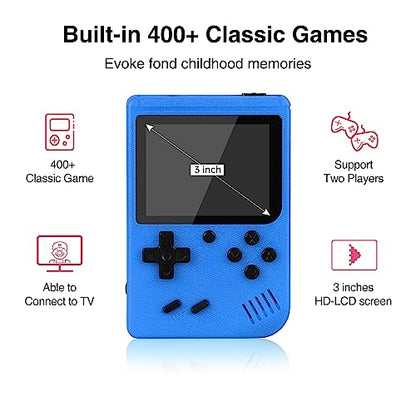 Handheld Game Console, Mini Arcade Machines Built-in 400 Classical FC Games, (Blue-400 Games)