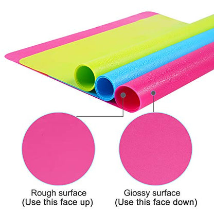 3 Pack Large Silicone Sheets for Crafts, Liquid, Resin Jewelry Casting Molds Mat, Silicone Placemat. 15.7” x 11.8” (Blue & Rose Red & Green)